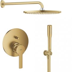 Set soffione doccia con braccio Grohe Rainshower 26066GN0, rubinetto per vasca e doccia Grohe Lineare 24064GN1, 26658GN0, 27400GN0, 28362GL1