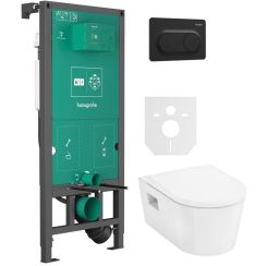 Set vaso WC con copriwater a discesa lenta Hansgrohe EluPura Original S 60288450, modulo di installazione Hansgrohe iFrame universal 01022180, 66002670