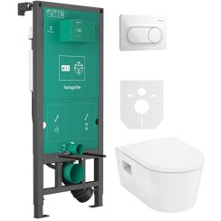 Set vaso WC con copriwater a discesa lenta Hansgrohe EluPura Original S 60288450, modulo di installazione Hansgrohe iFrame universal 01022180, 66002700