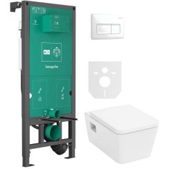 Set vaso WC con copriwater a discesa lenta Hansgrohe EluPura Original Q 60289450, modulo di installazione Hansgrohe iFrame universal 01022180, 66001700
