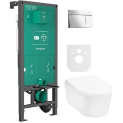 Set placca di comando Hansgrohe Element E 66003000, vaso WC Hansgrohe EluPura S 60193450, 01022180, 60148450