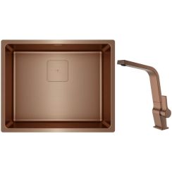 Set lavello in acciaio Teka Flexlinea 115000025, rubinetto da cucina Teka ICC 116030007