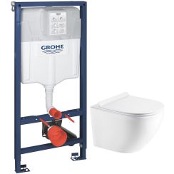 Set modulo di installazione Grohe Solido 39069000, vaso WC con copriwater a discesa lenta Hagser Beno HGR14000042