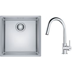Set lavello in acciaio Franke Maris 122.0525.224, rubinetto da cucina Franke Lina 115.0693.229