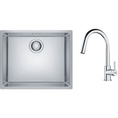 Set lavello in acciaio Franke Maris 122.0525.271, rubinetto da cucina Franke Lina 115.0693.229