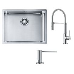 Set lavello in acciaio Franke Box 127.0453.660, rubinetto da cucina Franke Smart Glenda 115.0747.475, 112.0717.084