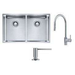 Set lavello in acciaio Franke Box 127.0370.188, rubinetto da cucina Franke Eos 115.0590.045, 112.0717.084