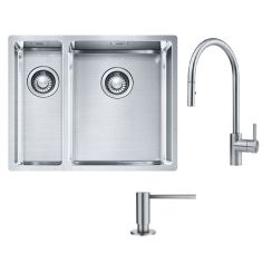 Set lavello in acciaio Franke Box 127.0369.916, rubinetto da cucina Franke Eos 115.0590.045, 112.0717.084