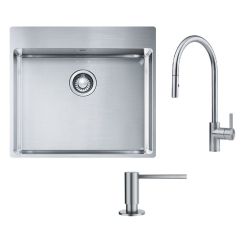 Set lavello in acciaio Franke Box 127.0369.295, rubinetto da cucina Franke Eos 115.0590.045, 112.0717.084