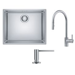 Set lavello in acciaio Franke Maris 122.0525.271, rubinetto da cucina Franke Eos 115.0590.045, 112.0717.084