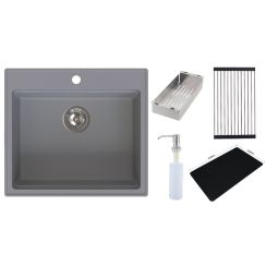 Ruvetti Absol 60 lavello in granito 56x50 cm grigio/grafite/inox 3001AB_GR60_W