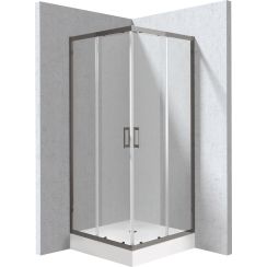 Deante Funkia Evo box doccia con piatto doccia 80x80 cm quadrato grafite opaca/vetro trasparente KYC_ZD088P