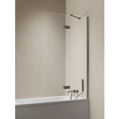 New Trendy Nesta Gunmetal Brushed parete vasca 100 cm 2 ante spazzolata/vetro trasparente P-0258-WL