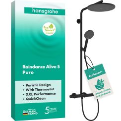 Hansgrohe Raindance Alive S set doccia a parete con termostato con soffione nero 24594670