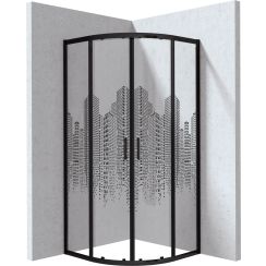 Deante Funkia Evo box doccia 90x90 cm semicircolare nero opaca/vetro con motivo KYPND99P