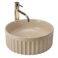 Rea Duo lavabo 38x38 cm rotonda da appoggio marrone/beige opaca REA-U3603