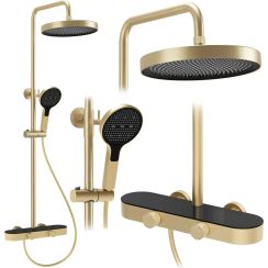 Rea Cris set doccia a parete con soffione oro REA-P0361