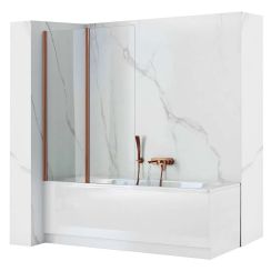 Rea Agat parete vasca 100 cm 2 ante rame spazzolata/vetro trasparente REA-W5698