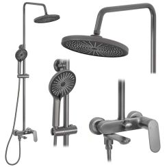 Rea Marco set per vasca e doccia a parete con soffione grafite REA-P5600