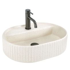Rea Marcela lavabo 50x35.5 cm ovale da appoggio marrone/beige opaca REA-U3516