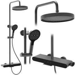 Rea Farel set doccia a parete con soffione grafite REA-P0352