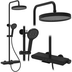 Rea Farel set doccia a parete con soffione nero REA-P0354