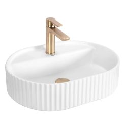 Rea Marcela lavabo 50x35.5 cm ovale da appoggio bianco lucida REA-U4003