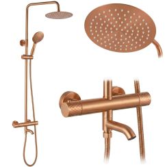 Rea Lungo set per vasca e doccia a parete con termostato con soffione rame REA-P5964