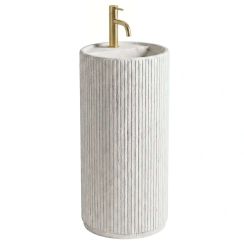 Rea Margarita lavabo 39x39 cm rotonda freestanding bianco-grigio/pietra opaca REA-U0614