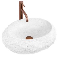 Rea Mika lavabo 50x38 cm ovale da appoggio bianco-grigio/pietra opaca REA-U3223