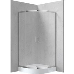Deante Funkia box doccia con piatto doccia 80x80 cm semicircolare cromo lucida/vetro trasparente KYPZ052K