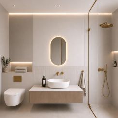 Baltica Design Aluma specchio 50x70 cm ovale con illuminazione oro 5904107934389