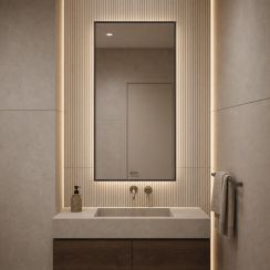 Baltica Design Aluma specchio 50x70 cm rettangolare con illuminazione nero 5904107934181