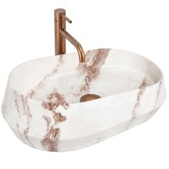 Rea Dune lavabo 59x38 cm da appoggio grigio/pietra-marrone/beige opaca REA-U3540