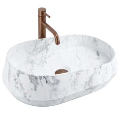 Rea Dune lavabo 59x38 cm da appoggio grigio/pietra opaca REA-U3538