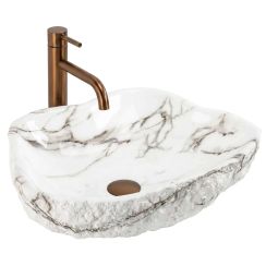 Rea Isla lavabo 49x37 cm da appoggio bianco-grigio/pietra opaca REA-U3222