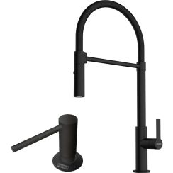 Set rubinetto da cucina Franke Maris Slim Semi-Pro 115.0728.396, dispenser di liquidi Franke Comfort 112.0753.277