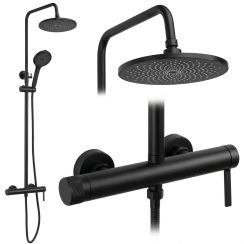 Rea Rivo set doccia a parete con soffione nero REA-P9499