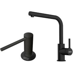 Set rubinetto da cucina Franke Lina L 115.0693.393, dispenser di liquidi Franke Comfort 112.0753.277