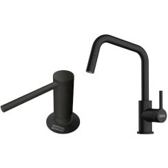 Set rubinetto da cucina Franke Lina 115.0728.477, dispenser di liquidi Franke Comfort 112.0753.277