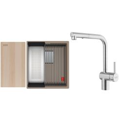 Set lavello in granito Franke Kanon 125.0749.647, rubinetto da cucina Franke Atlas Neo 115.0741.710