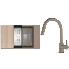 Set lavello in granito Franke Kanon 125.0749.667, rubinetto da cucina Franke Lina 115.0626.084