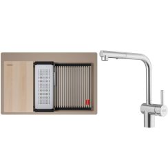 Set lavello in granito Franke Kanon 114.0749.637, rubinetto da cucina Franke Atlas Neo 115.0741.710