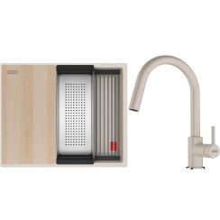 Set lavello in granito Franke Kanon 114.0749.636, rubinetto da cucina Franke Lina 115.0626.082