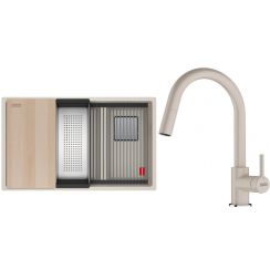 Set lavello in granito Franke Kanon 125.0749.676, rubinetto da cucina Franke Lina 115.0626.082