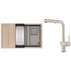 Set lavello in granito Franke Kanon 125.0749.676, rubinetto da cucina Franke Active 115.0653.388