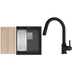 Set lavello in granito Franke Kanon 125.0749.650, rubinetto da cucina Franke Lina 115.0626.055