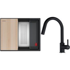 Set lavello in granito Franke Kanon 125.0749.664, rubinetto da cucina Franke Lina 115.0626.055
