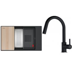 Set lavello in granito Franke Kanon 125.0749.674, rubinetto da cucina Franke Lina 115.0626.055