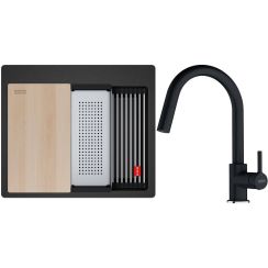 Set lavello in granito Franke Kanon 114.0749.560, rubinetto da cucina Franke Lina 115.0626.055